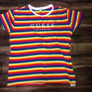 rainbow striped guess shirt